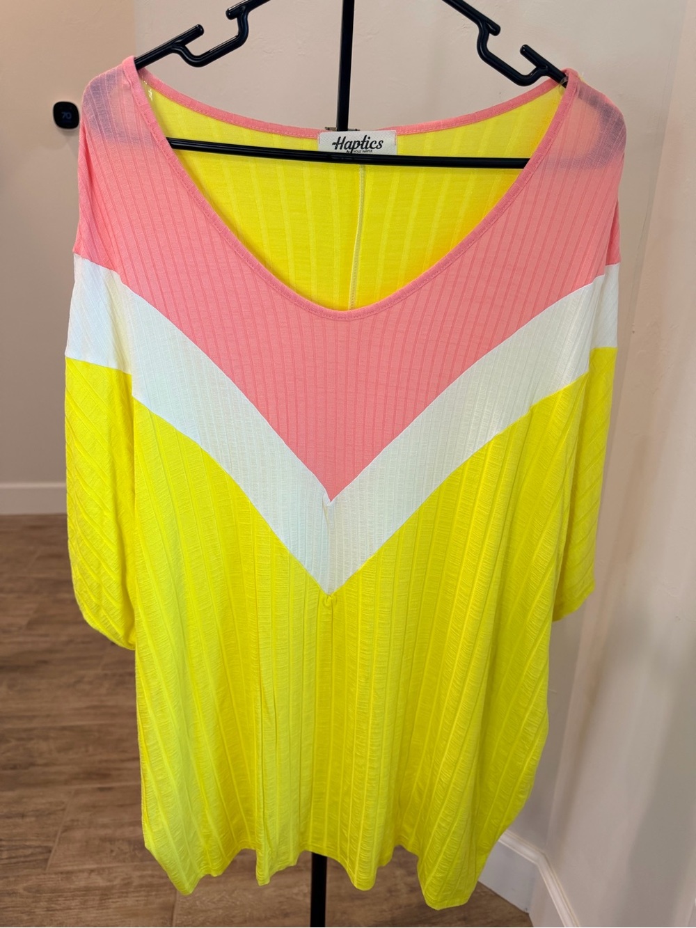 Haptics Neon Colorblock Ribbed Top – Size 2XL | NWOT